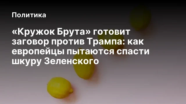 «Кружок Брута» готовит заговор против Трампа: как европейцы пытаются спасти шкуру Зеленского